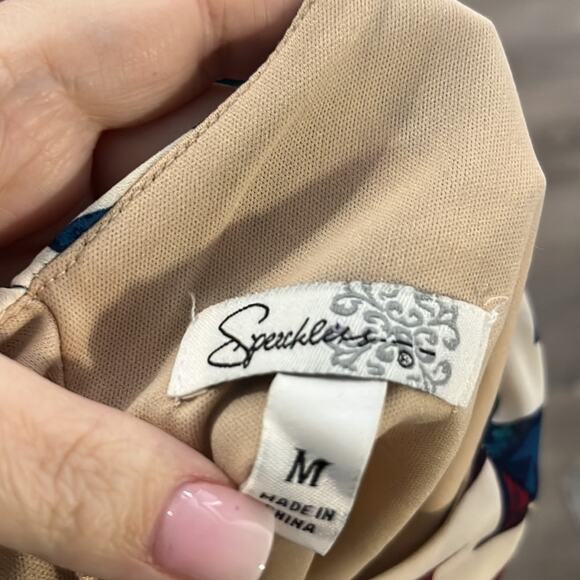 Speechless Green and Red Zigzag Print Roll Tab Sleeve Dress Size Medium - Picture 7 of 10